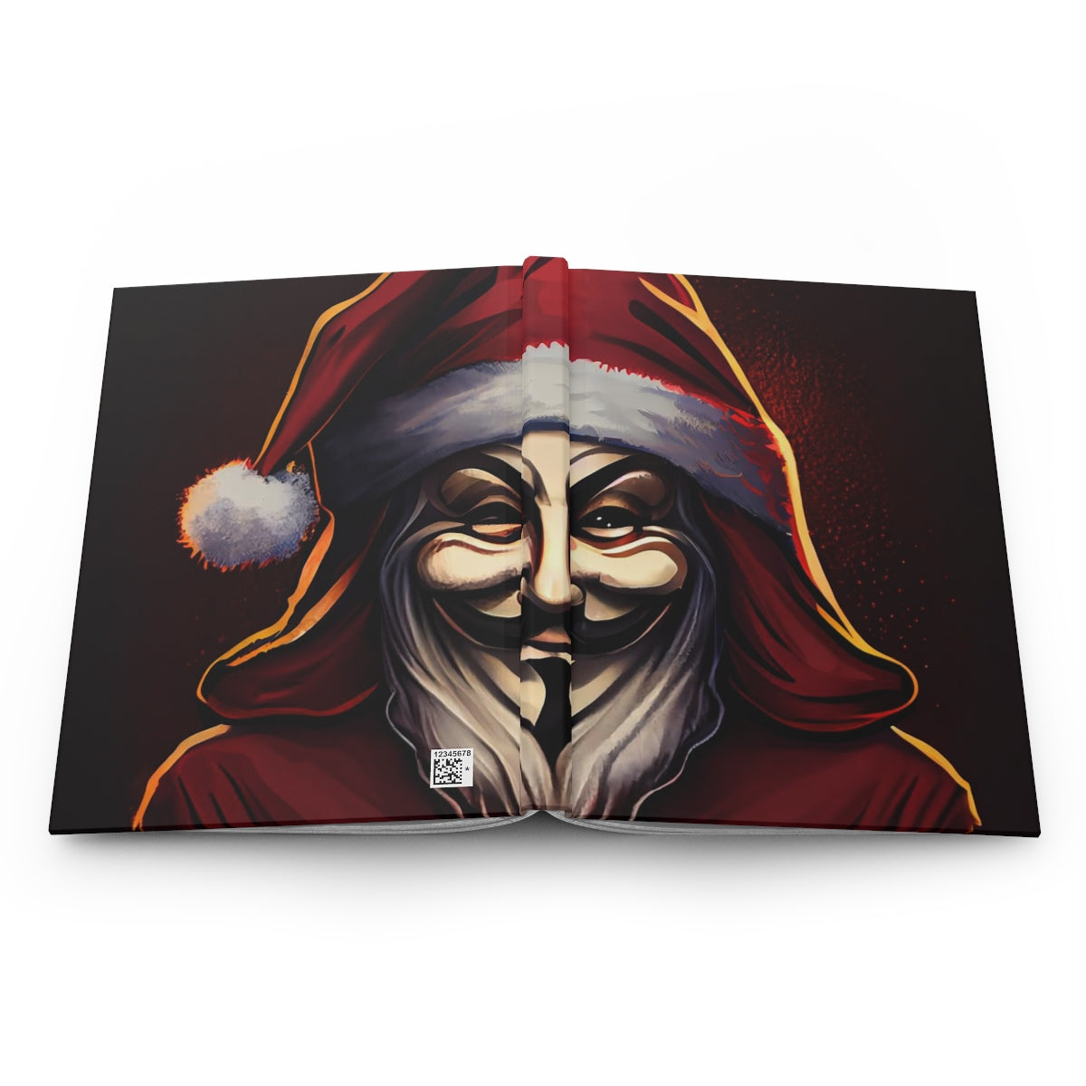 tshirt design, santa in a guy fawkes mask - Hardcover Journal Matte