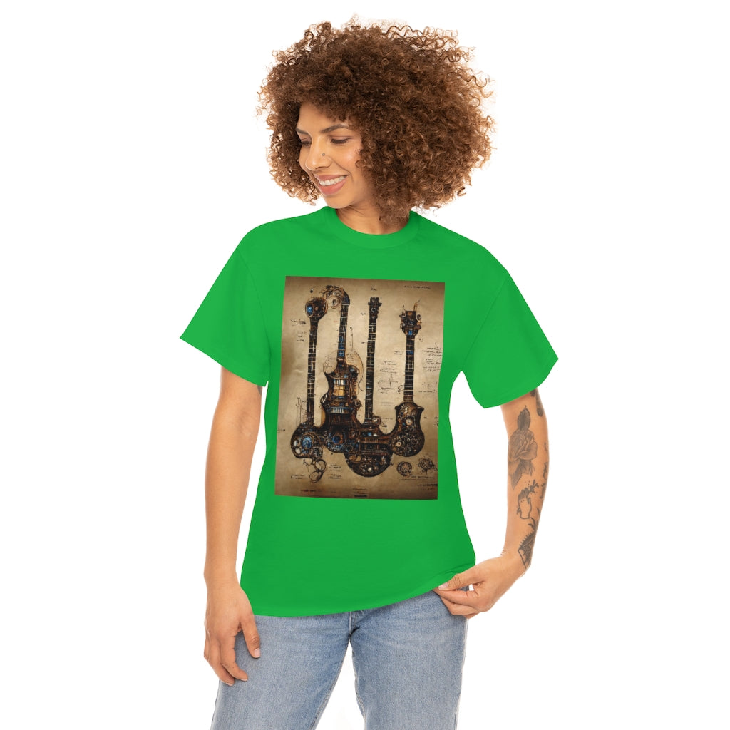 _blueprint_of_a_steampunk_guitar_concept_art - Unisex Heavy Cotton Tee