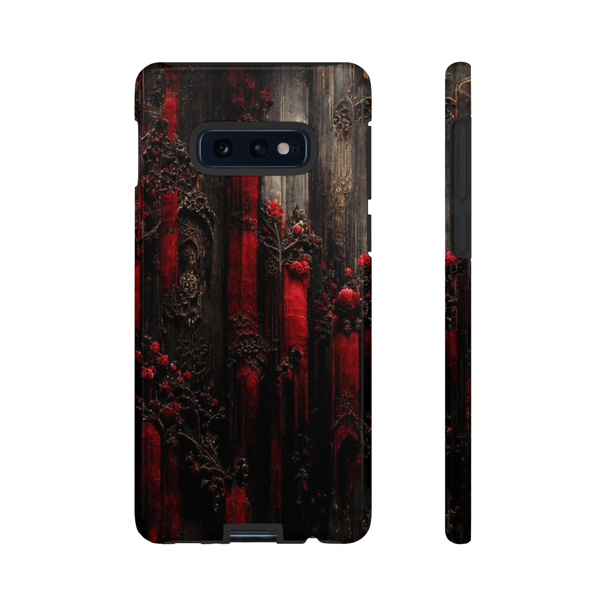 phone case - wall paper texture of red and black gothic painting octane rendering cinematic wooden detailed design frame