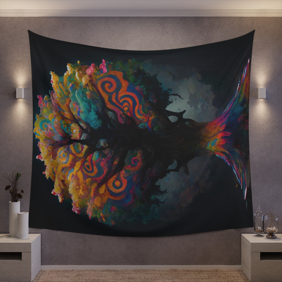 psychedelic tree - Indoor Wall Tapestries