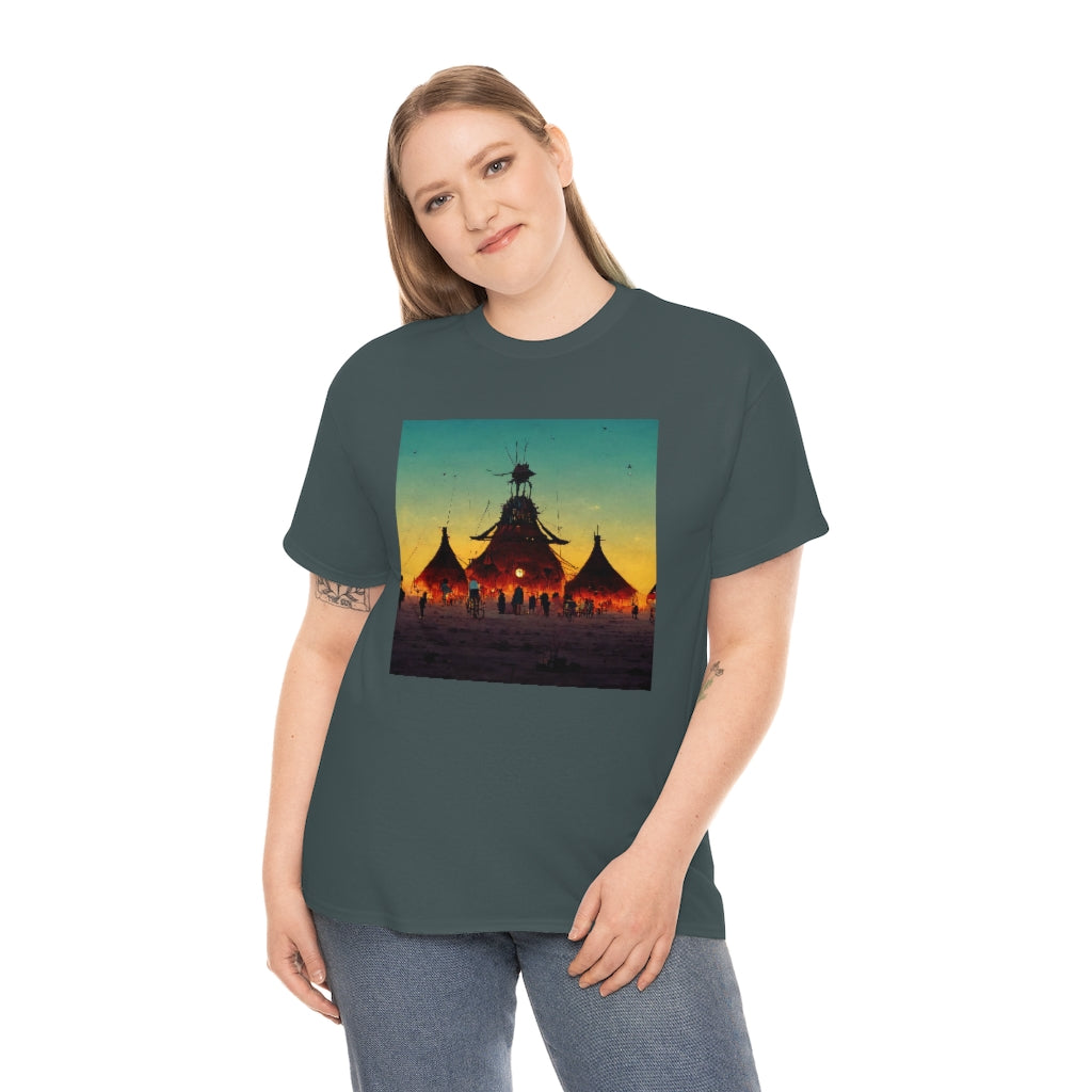 burning_man_festival_in_the_style_of_studio_ghibli - Unisex Heavy Cotton Tee