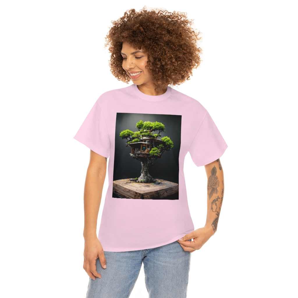 bonsai_oak_tree_treehouse_highly_detailed_octane_render - Unisex Heavy Cotton Tee