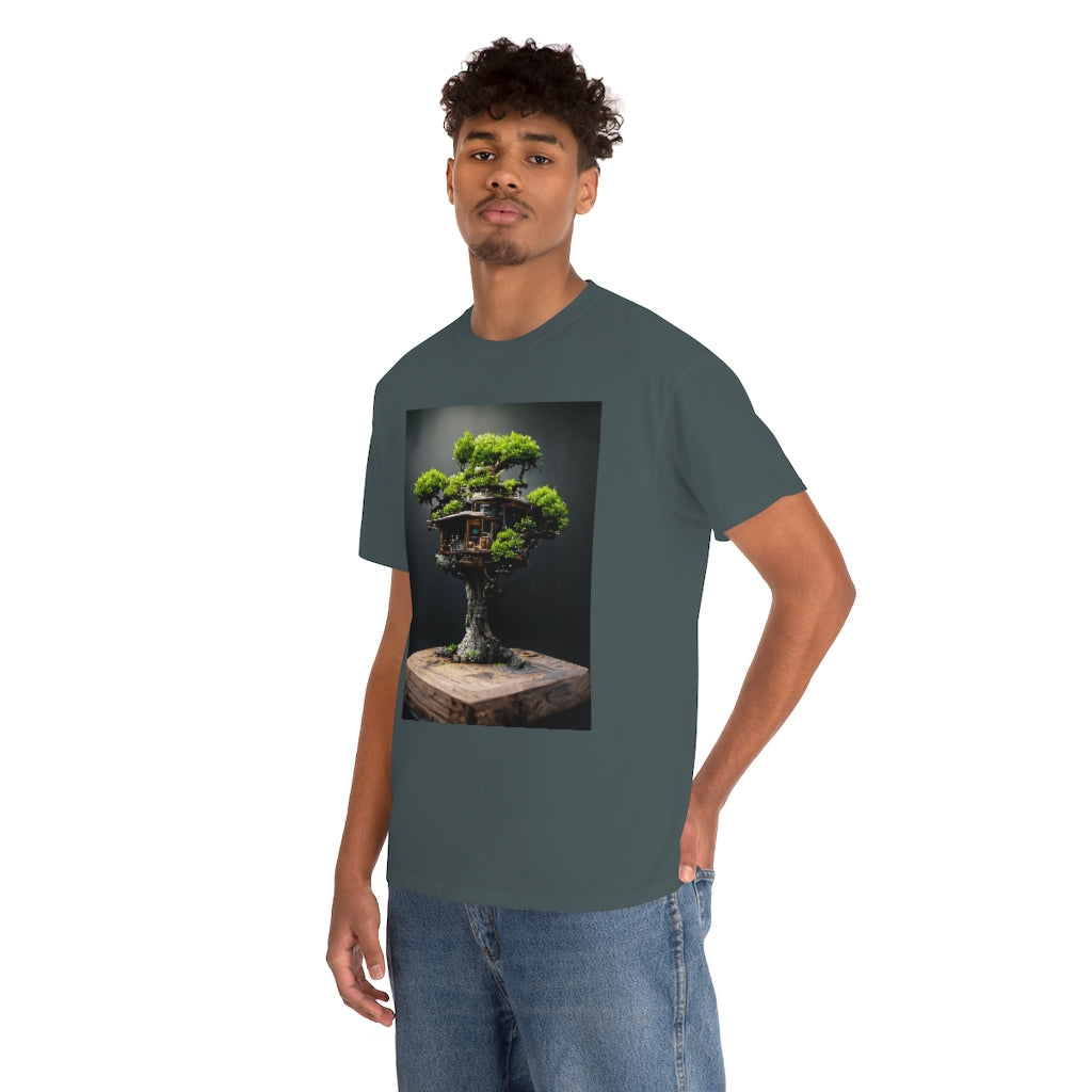 bonsai_oak_tree_treehouse_highly_detailed_octane_render - Unisex Heavy Cotton Tee