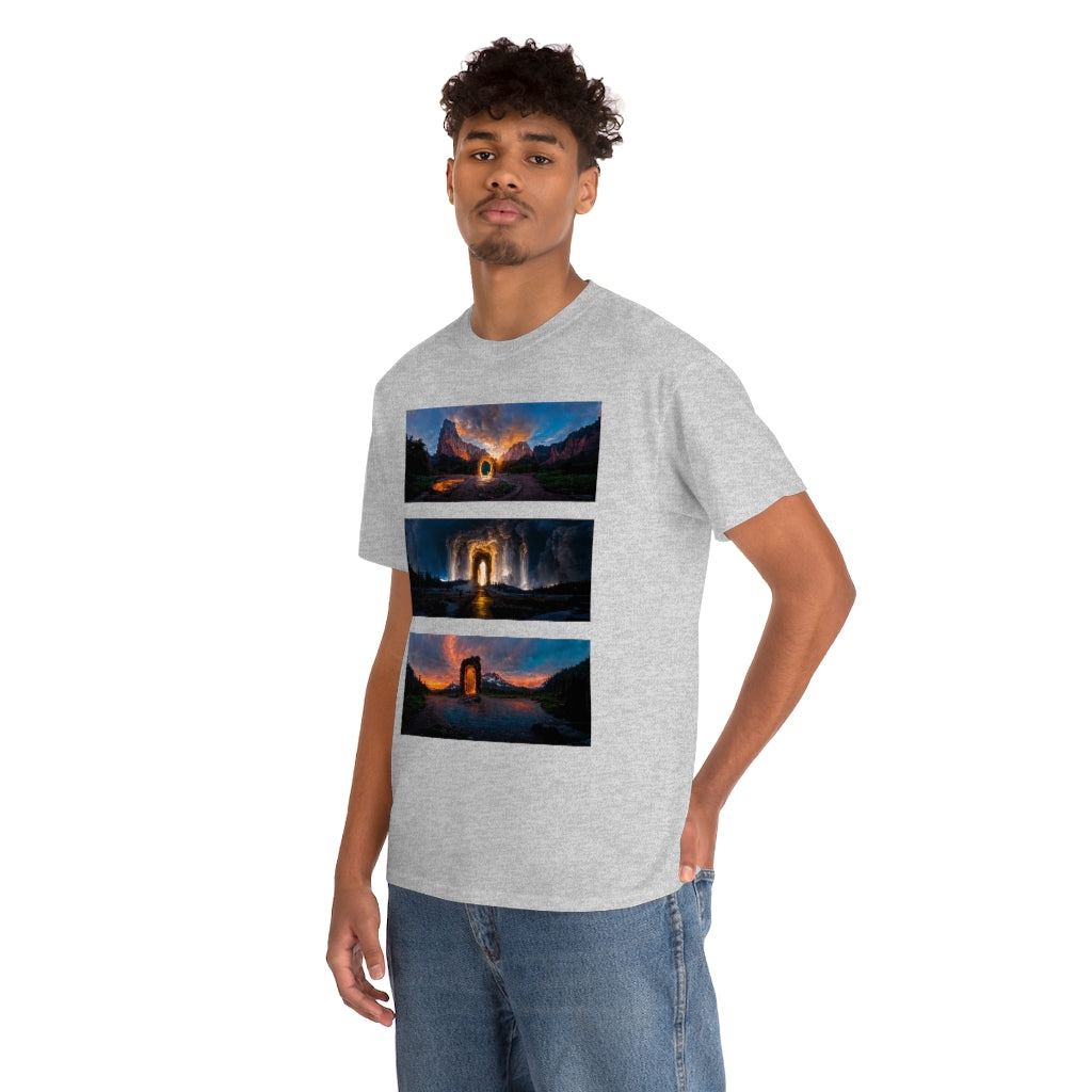 wide_angle_photo_of_a_magical_portal_in_(zion, yellowstone, ranier) - Unisex Heavy Cotton Tee