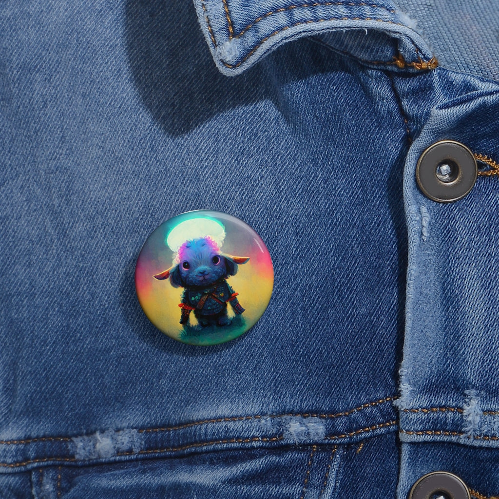 Cute D&D Lamb Knight - Pin Buttons