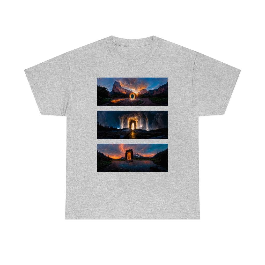 wide_angle_photo_of_a_magical_portal_in_(zion, yellowstone, ranier) - Unisex Heavy Cotton Tee