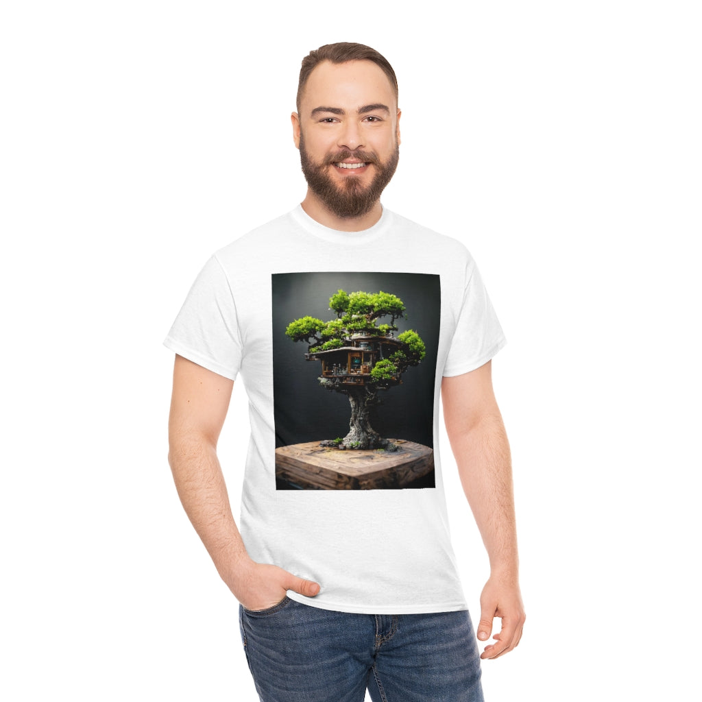 bonsai_oak_tree_treehouse_highly_detailed_octane_render - Unisex Heavy Cotton Tee