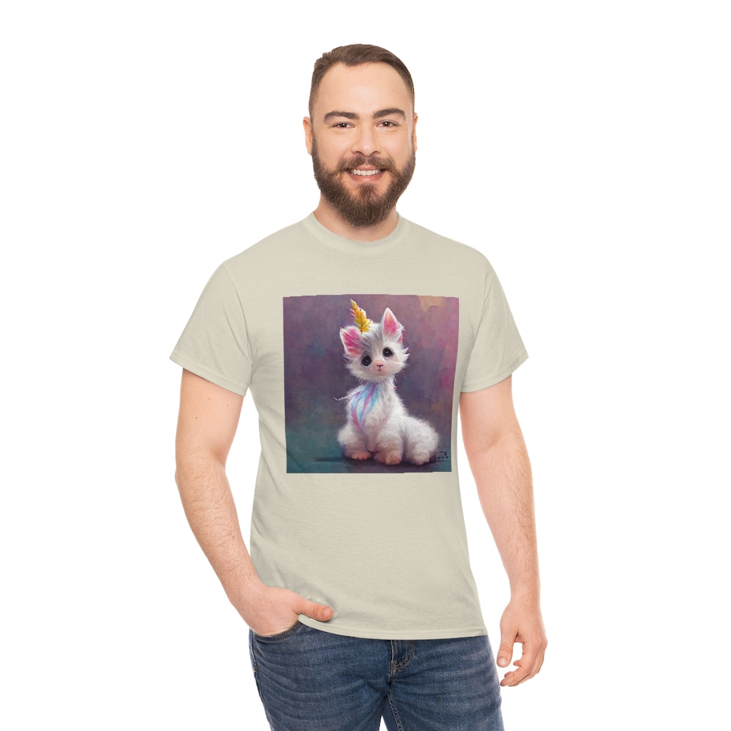 cute adorable fluffy kitten unicorn - Unisex Heavy Cotton Tee