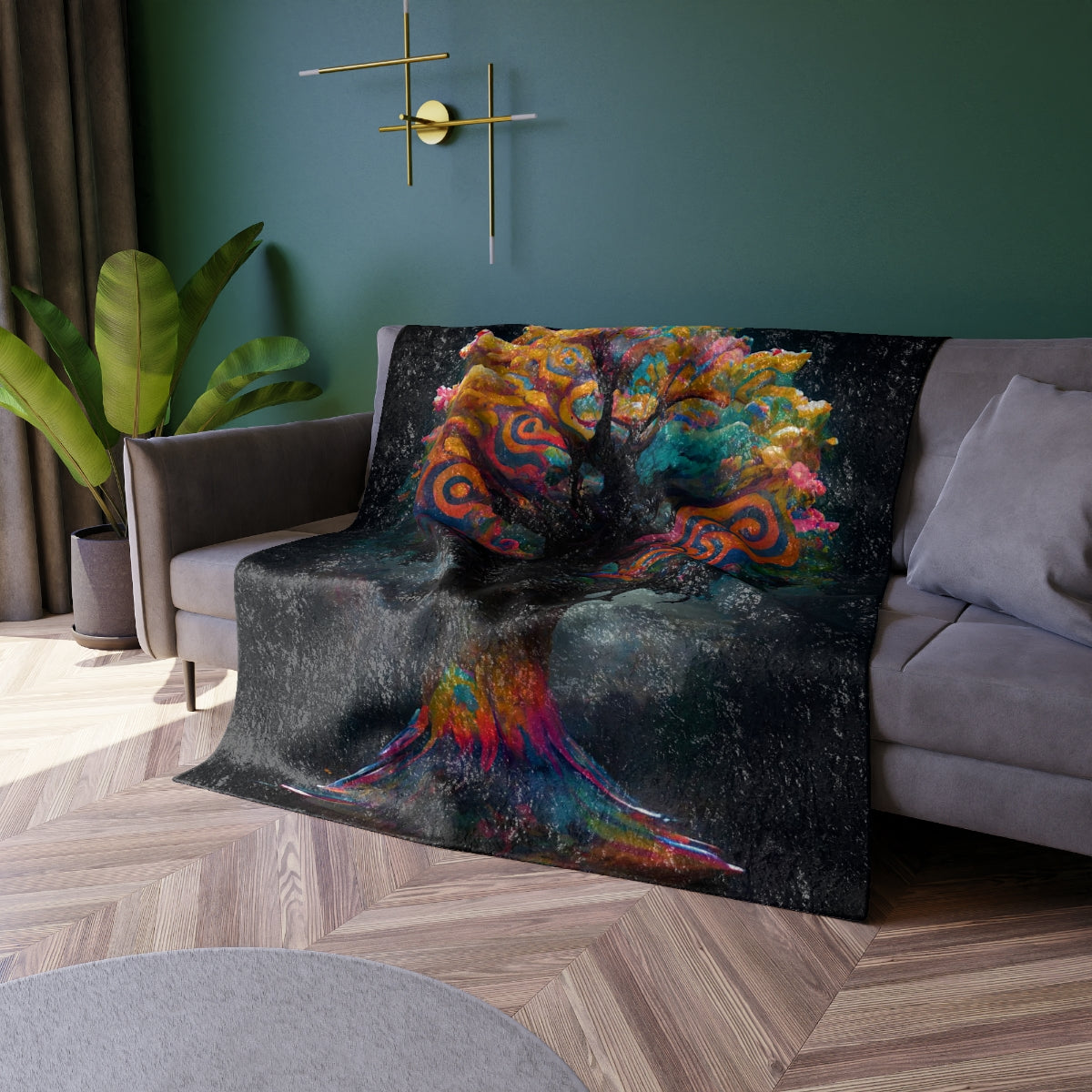 psychedelic tree - Crushed Velvet Blanket