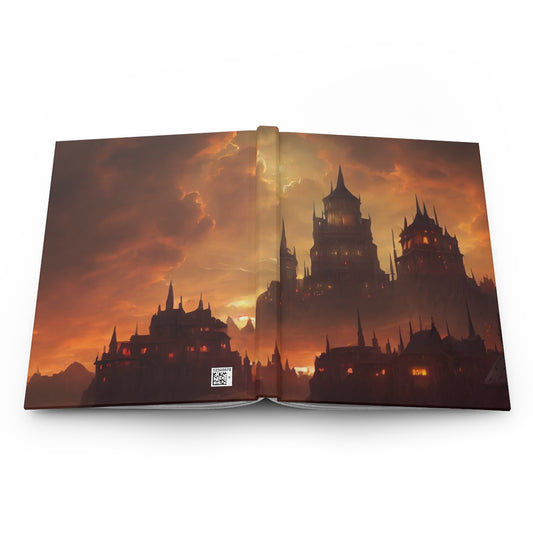 postcard of the city of Waterdeep, dnd, faerun, adventure, epic composition and lighting, fantasy concept art - Hardcover Journal Matte