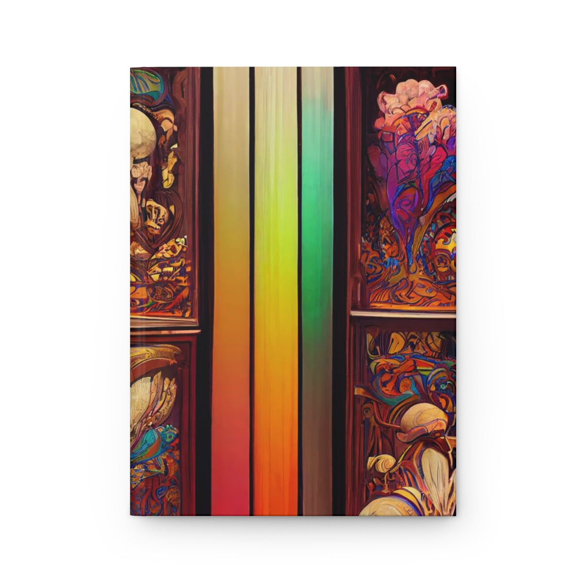 art nouveau library, intricate, rainbow colors, vibrant - Hardcover Journal Matte