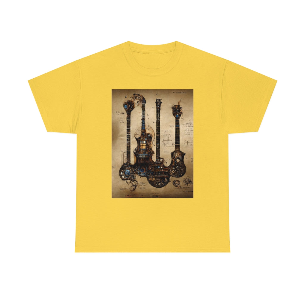 _blueprint_of_a_steampunk_guitar_concept_art - Unisex Heavy Cotton Tee