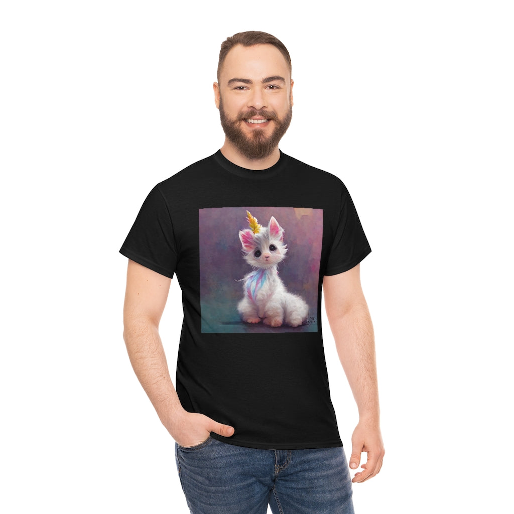 cute adorable fluffy kitten unicorn - Unisex Heavy Cotton Tee