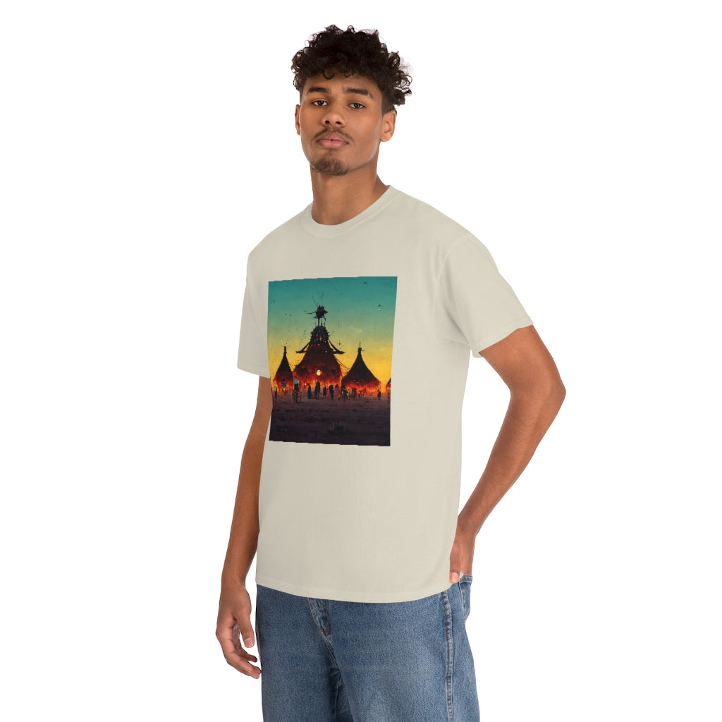 burning_man_festival_in_the_style_of_studio_ghibli - Unisex Heavy Cotton Tee