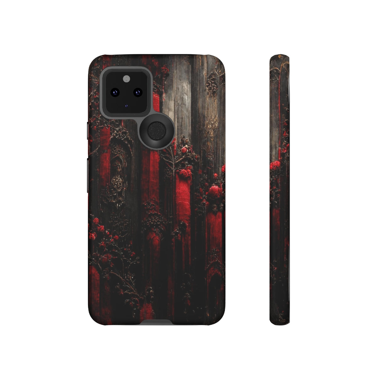 phone case - wall paper texture of red and black gothic painting octane rendering cinematic wooden detailed design frame