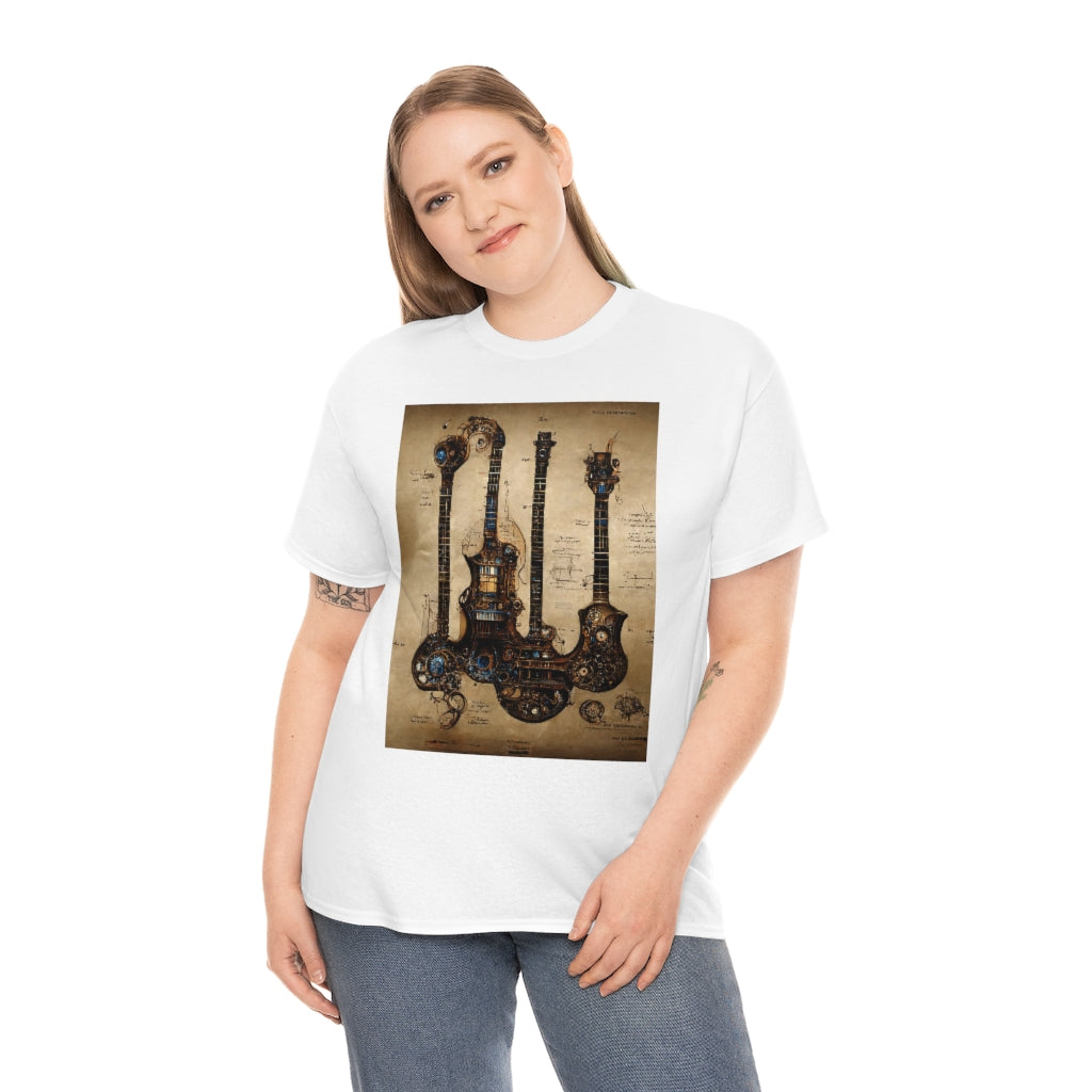 _blueprint_of_a_steampunk_guitar_concept_art - Unisex Heavy Cotton Tee