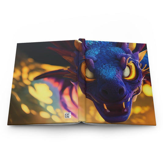 a beautiful portrait of a blue and golden dragon, 8k, fantasy - Hardcover Journal Matte