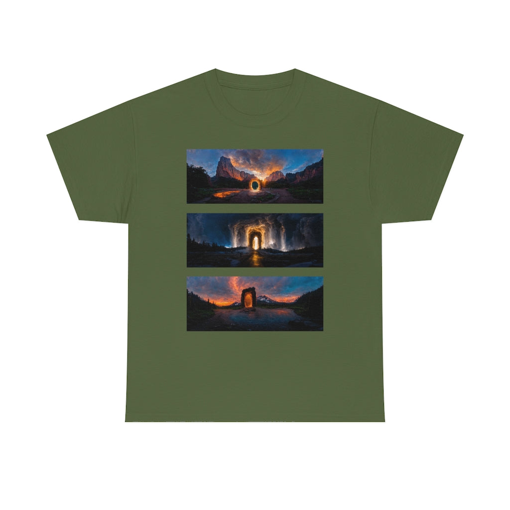 wide_angle_photo_of_a_magical_portal_in_(zion, yellowstone, ranier) - Unisex Heavy Cotton Tee