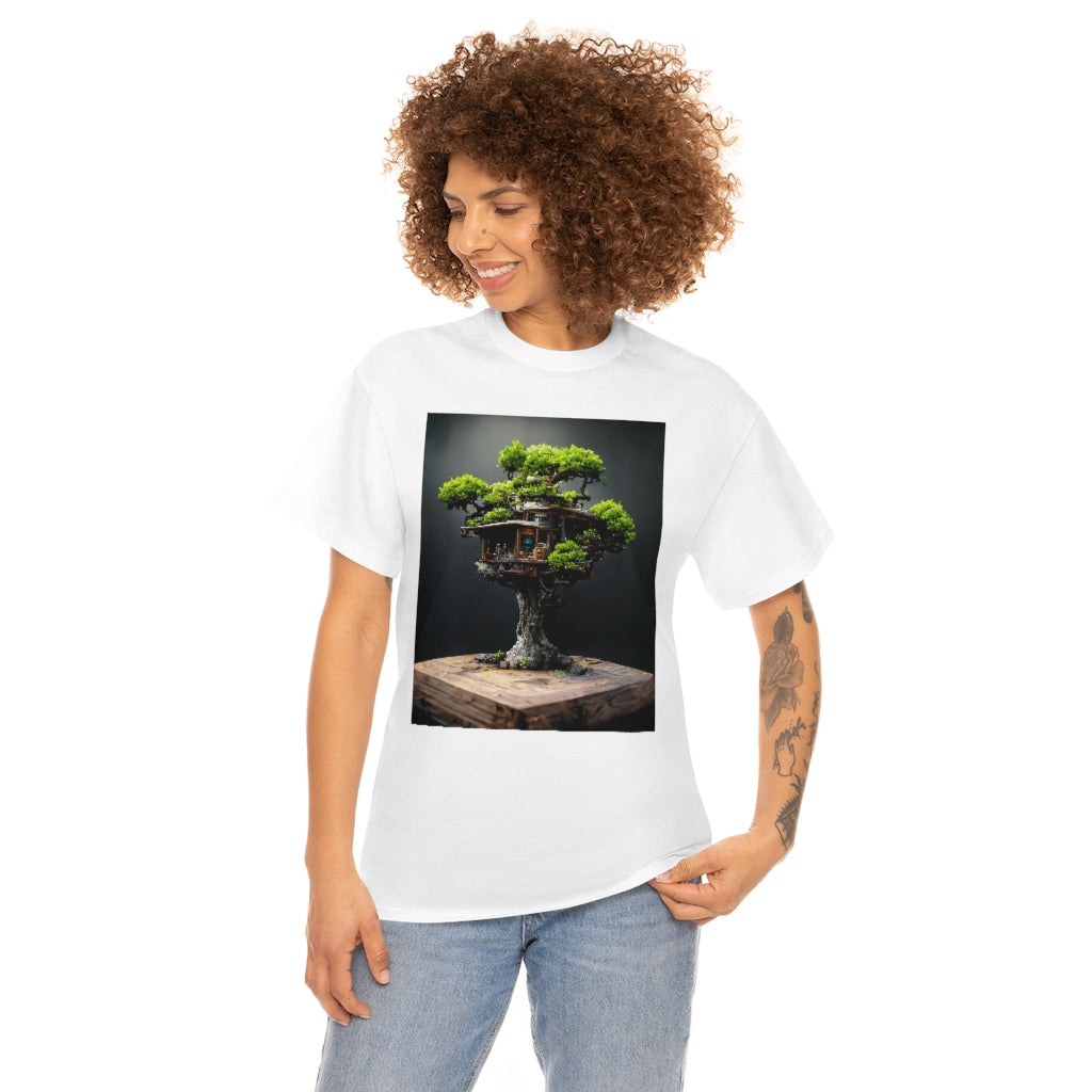 bonsai_oak_tree_treehouse_highly_detailed_octane_render - Unisex Heavy Cotton Tee