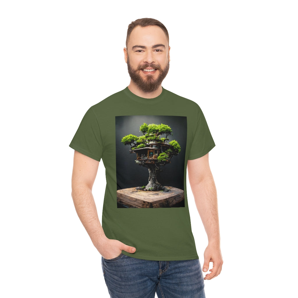 bonsai_oak_tree_treehouse_highly_detailed_octane_render - Unisex Heavy Cotton Tee