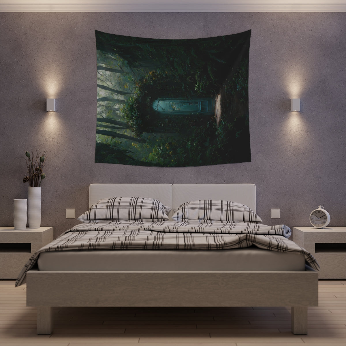 fantasy secret doorway to the feywild hidden in a lush forest environment - Indoor Wall Tapestries