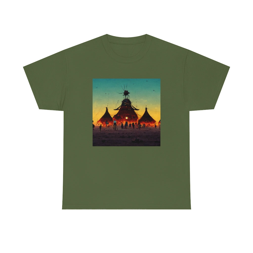 burning_man_festival_in_the_style_of_studio_ghibli - Unisex Heavy Cotton Tee