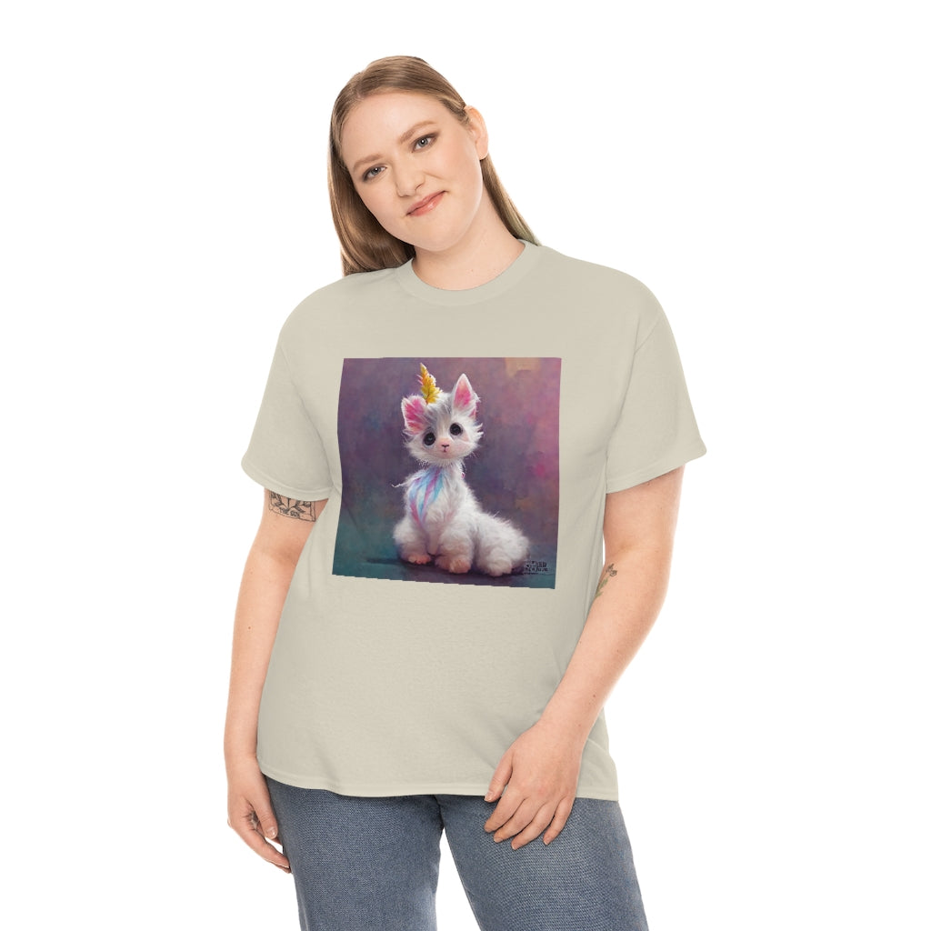 cute adorable fluffy kitten unicorn - Unisex Heavy Cotton Tee