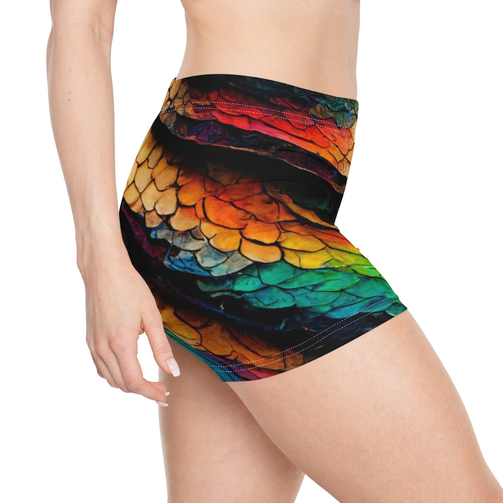 rainbow dragon scales abstract mirror - Women's Shorts (AOP)