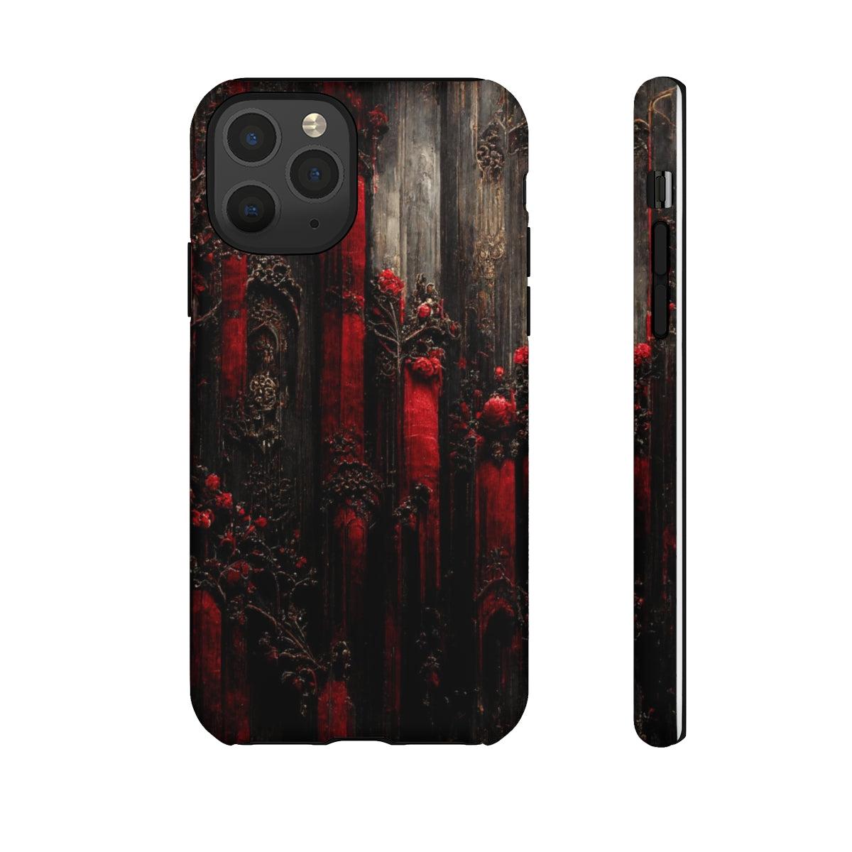 phone case - wall paper texture of red and black gothic painting octane rendering cinematic wooden detailed design frame