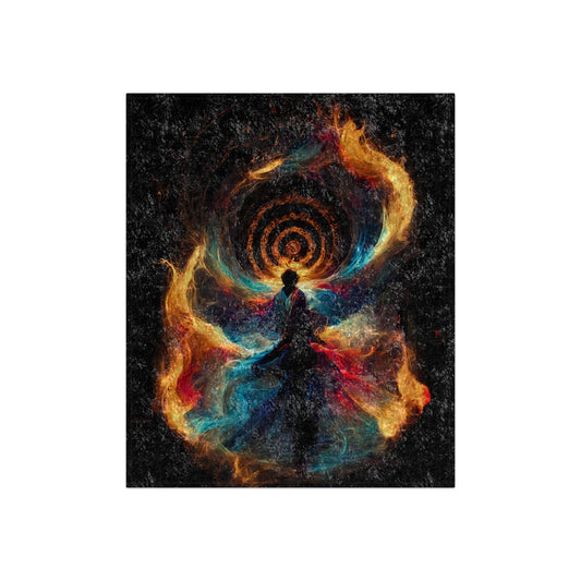 god of psychedelics dancing in a vortex made of fire - Crushed Velvet Blanket