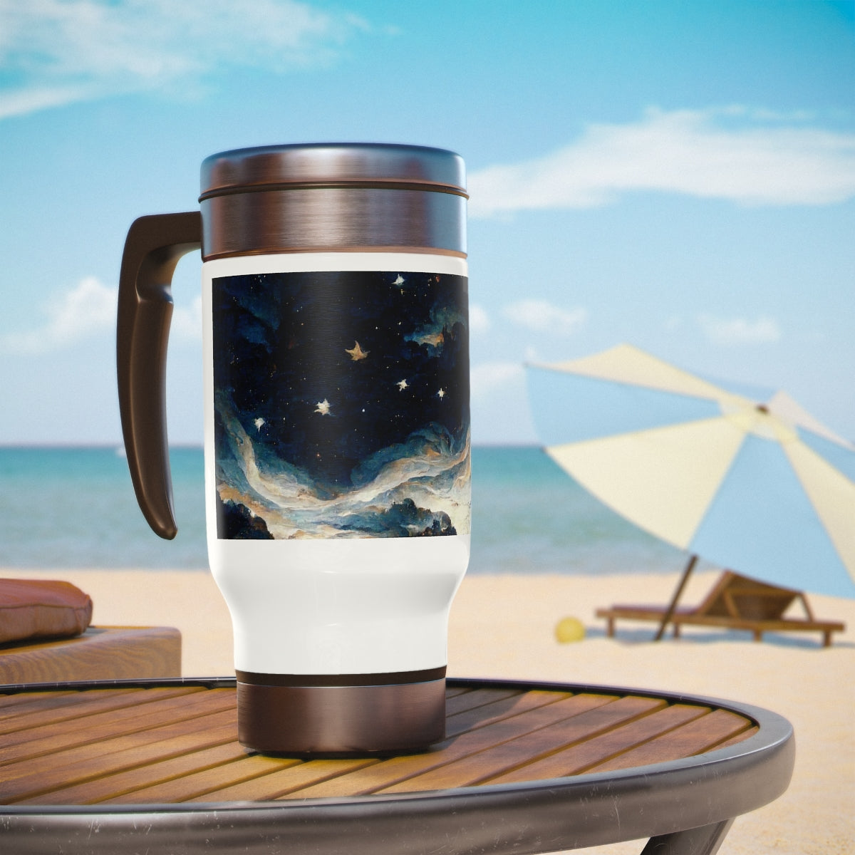 Stainless Steel Travel Mug with Handle, 14oz - the night sky, by Michelangelo