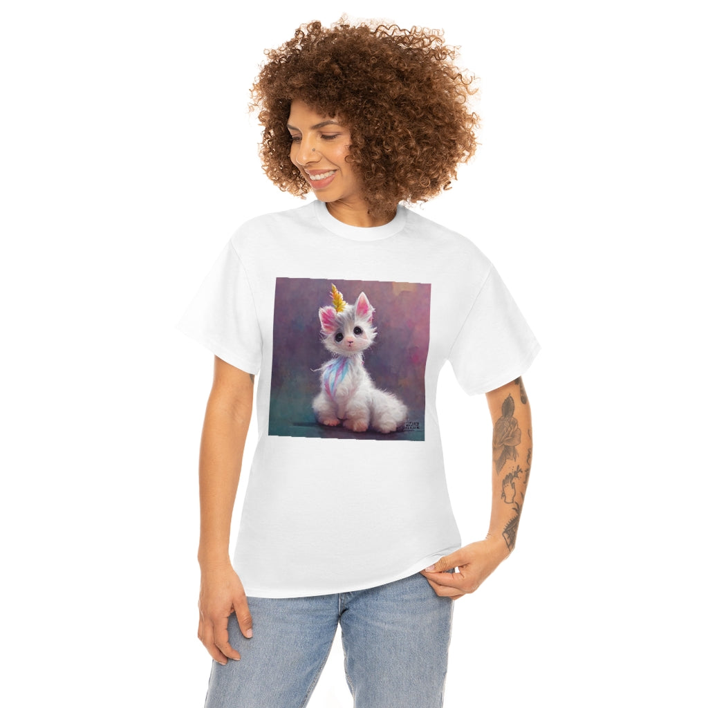 cute adorable fluffy kitten unicorn - Unisex Heavy Cotton Tee