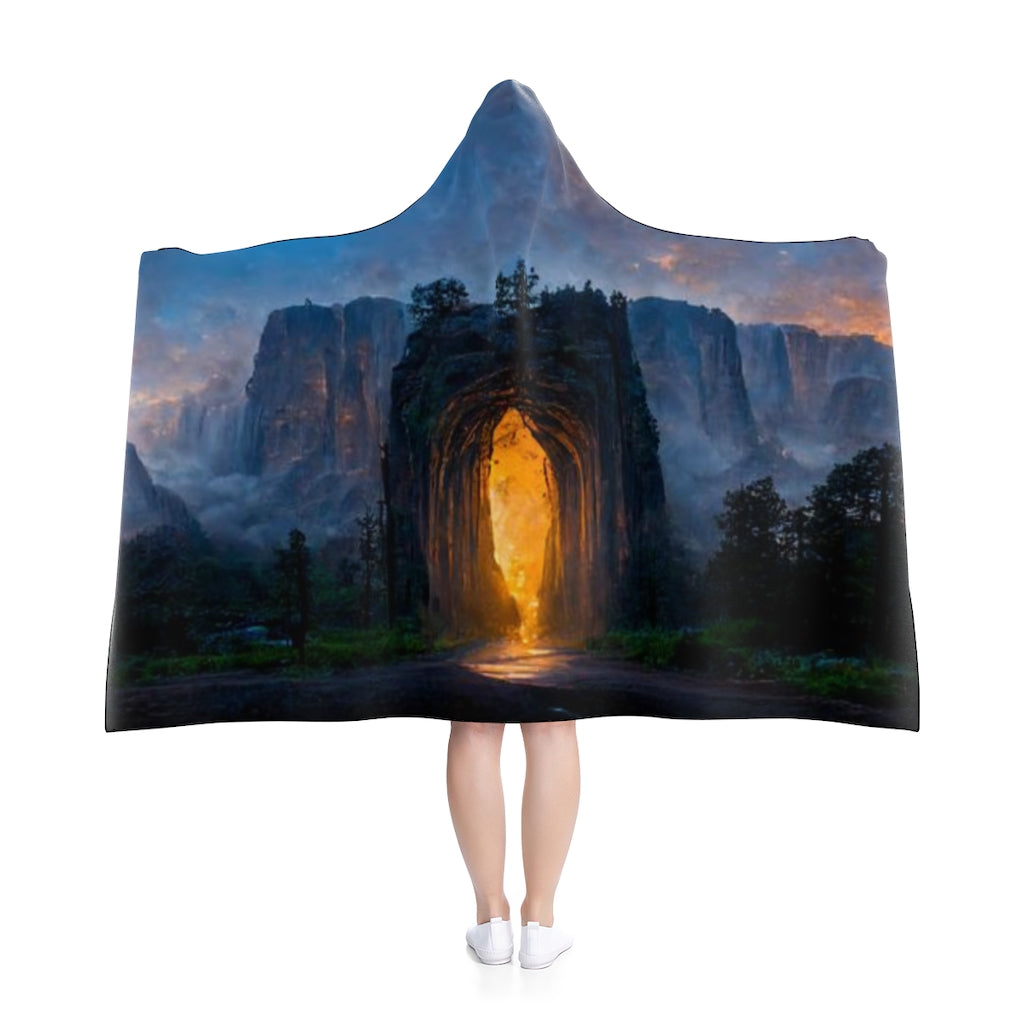 wide_angle_photo_of_a_magical_portal_in_yosemite_valley Hooded Blanket