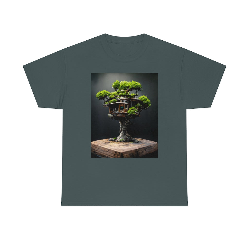 bonsai_oak_tree_treehouse_highly_detailed_octane_render - Unisex Heavy Cotton Tee