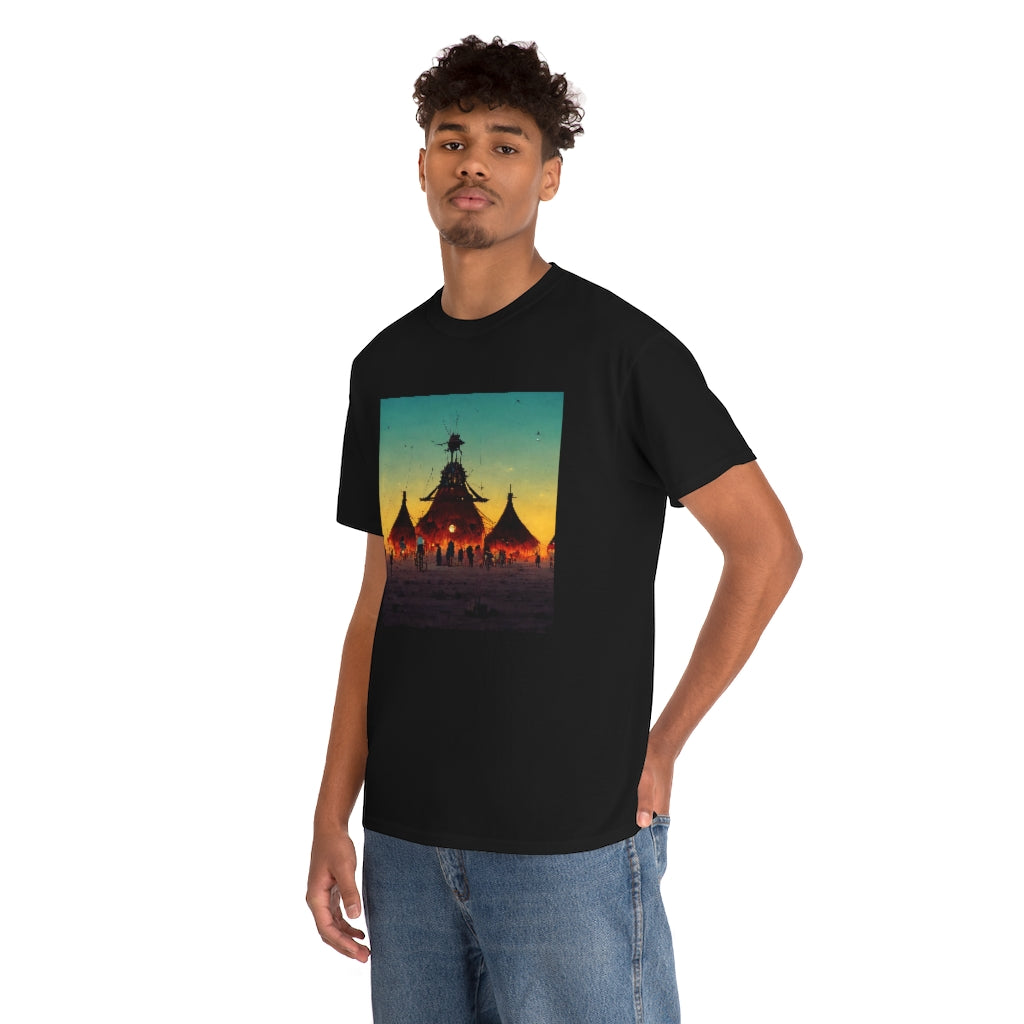 burning_man_festival_in_the_style_of_studio_ghibli - Unisex Heavy Cotton Tee