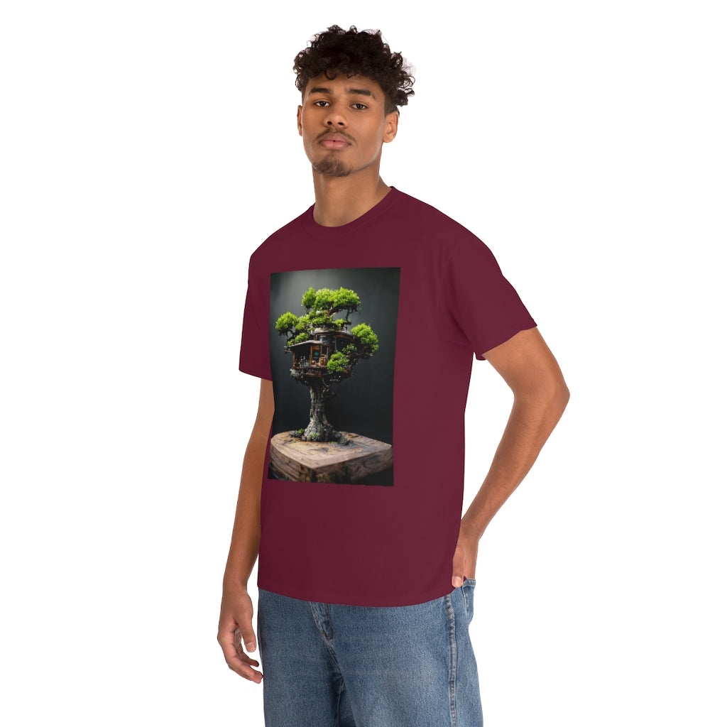 bonsai_oak_tree_treehouse_highly_detailed_octane_render - Unisex Heavy Cotton Tee