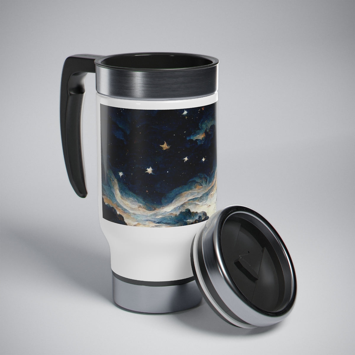 Stainless Steel Travel Mug with Handle, 14oz - the night sky, by Michelangelo