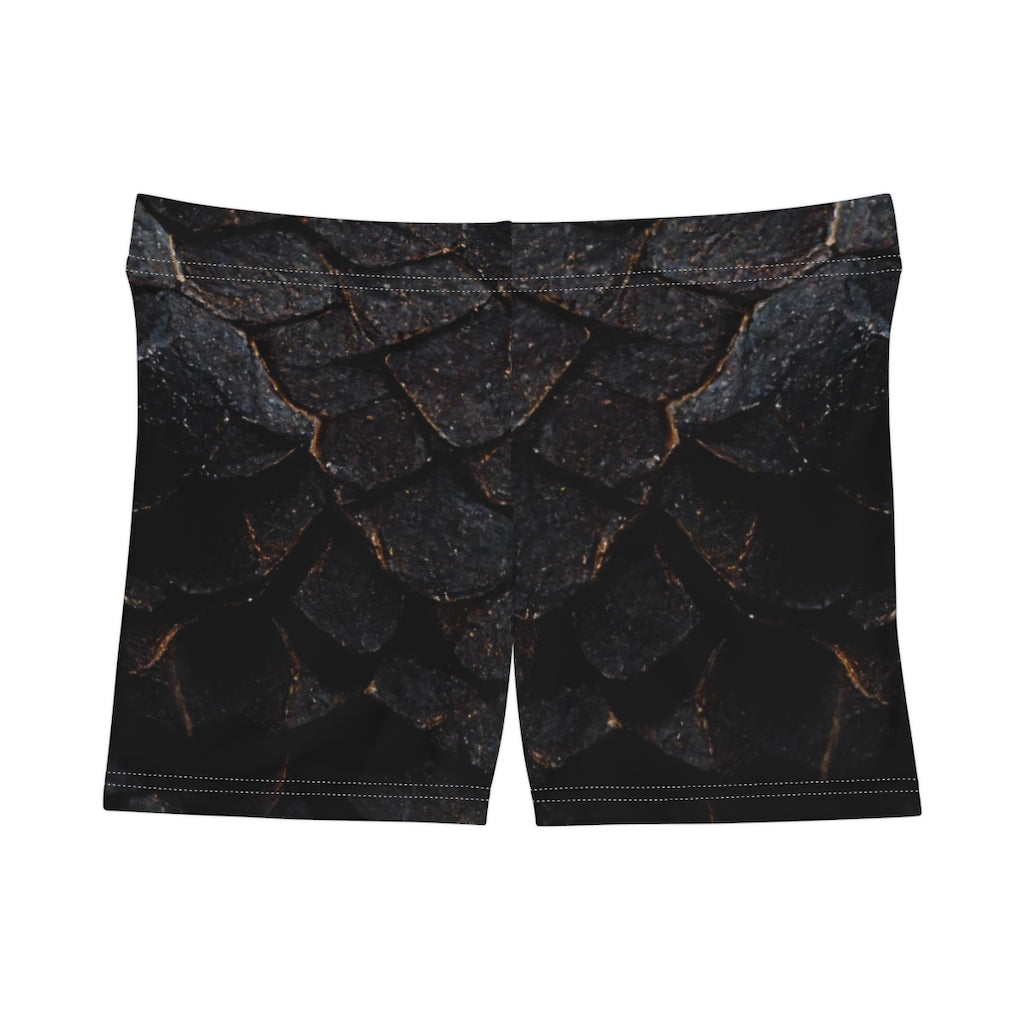 tiling pattern of black dragon scales highly detailed - Women's Shorts (AOP)