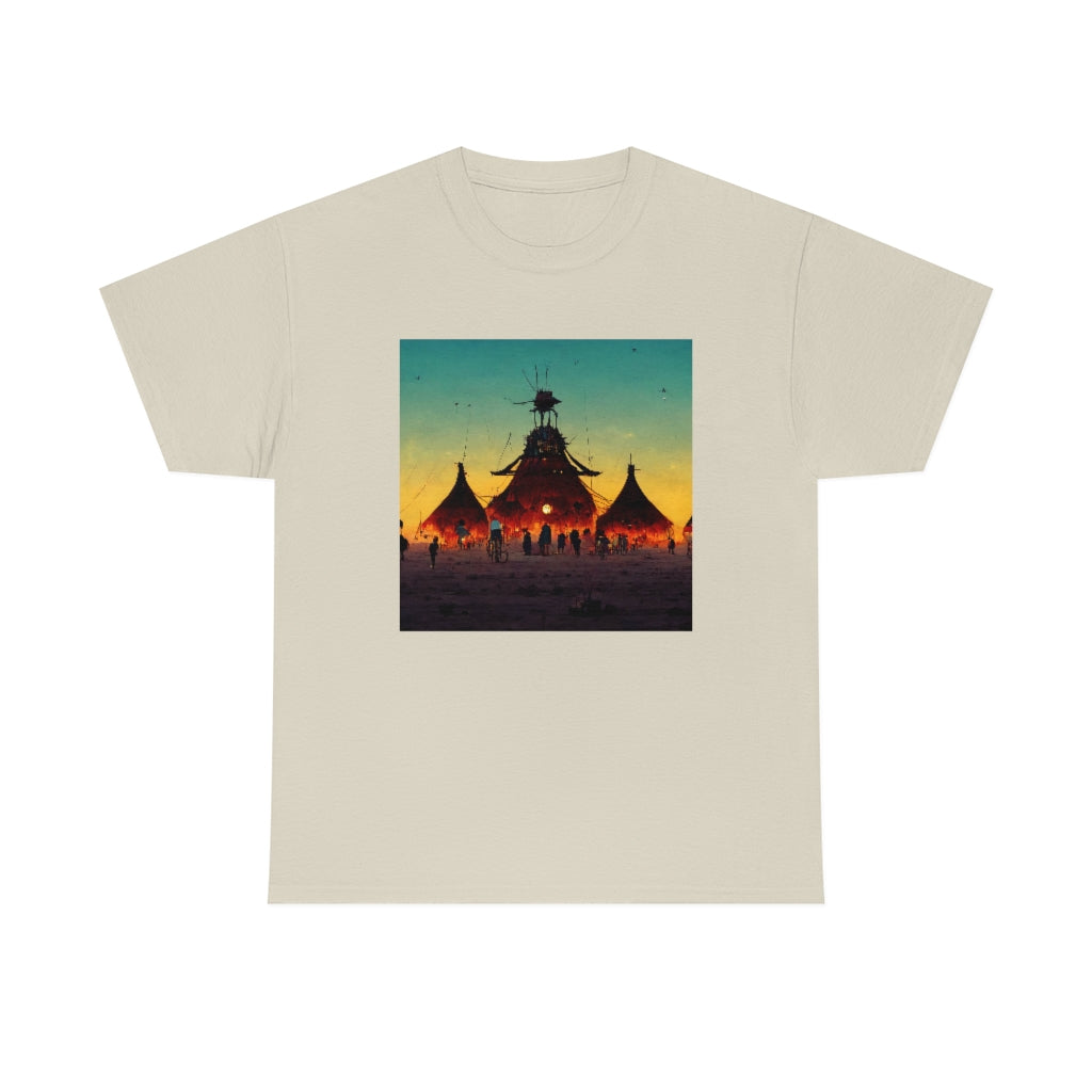 burning_man_festival_in_the_style_of_studio_ghibli - Unisex Heavy Cotton Tee