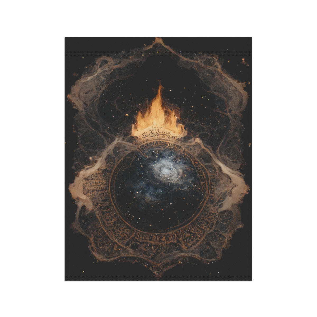 old cartography of burning man like a Kabbalah, galaxy, black background, dark