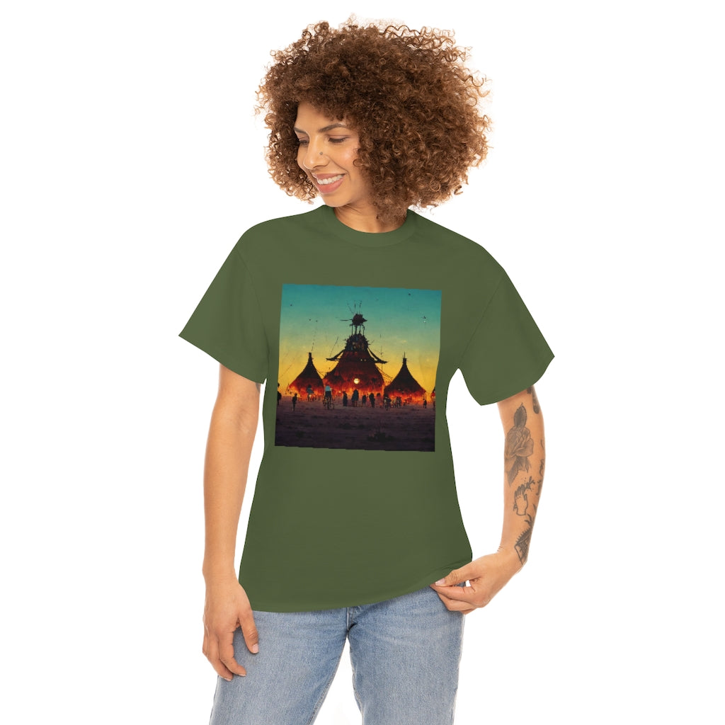 burning_man_festival_in_the_style_of_studio_ghibli - Unisex Heavy Cotton Tee