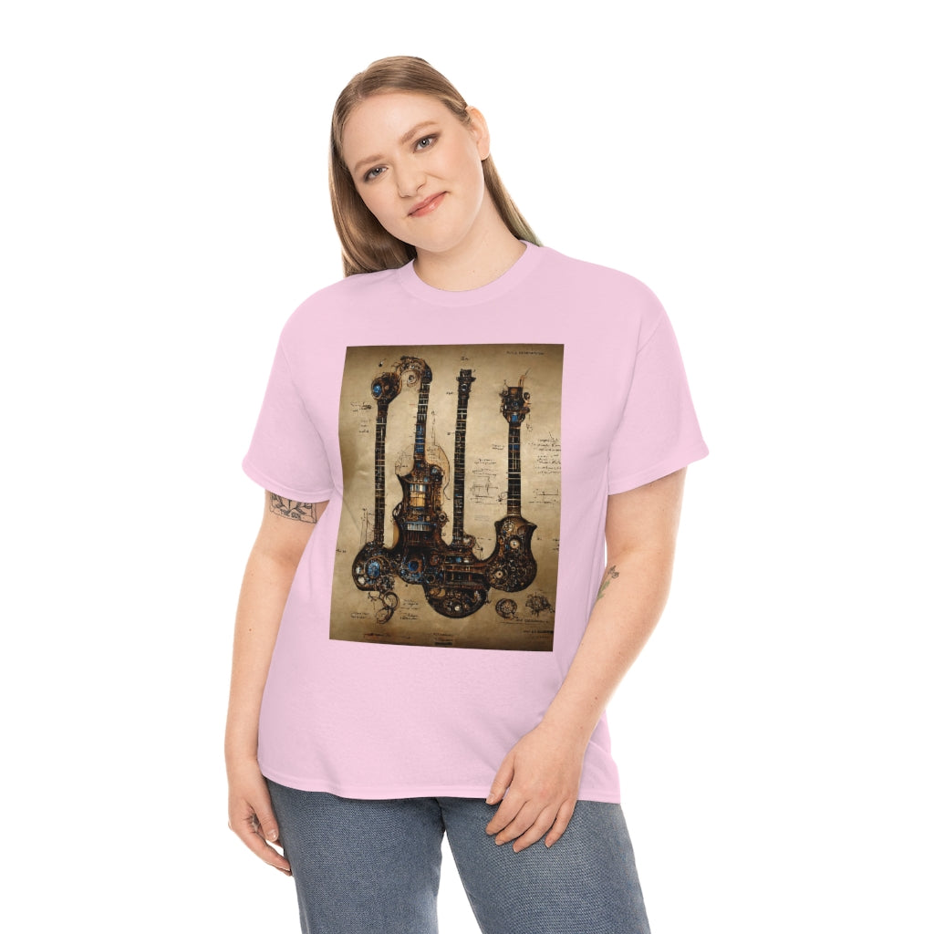 _blueprint_of_a_steampunk_guitar_concept_art - Unisex Heavy Cotton Tee