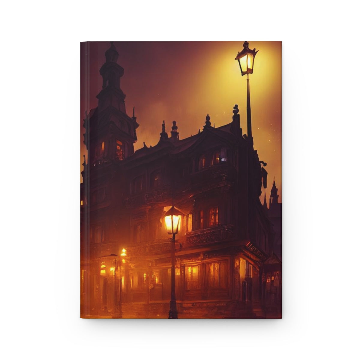 fantasy scene, old victorian city, many details, dark fantasy, sparkle, lights, Grimdark, ornate, Intricate details, unreal engine, 8k - Hardcover Journal Matte