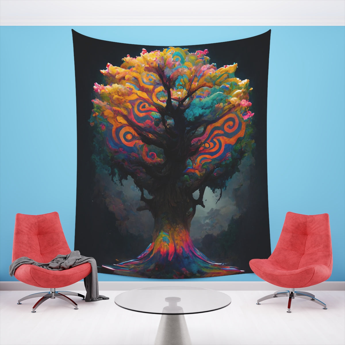 psychedelic tree - Indoor Wall Tapestries