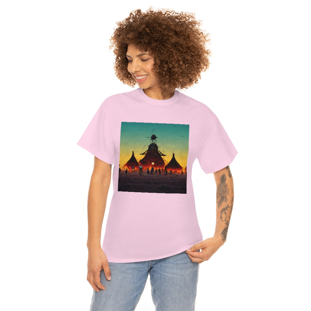 burning_man_festival_in_the_style_of_studio_ghibli - Unisex Heavy Cotton Tee