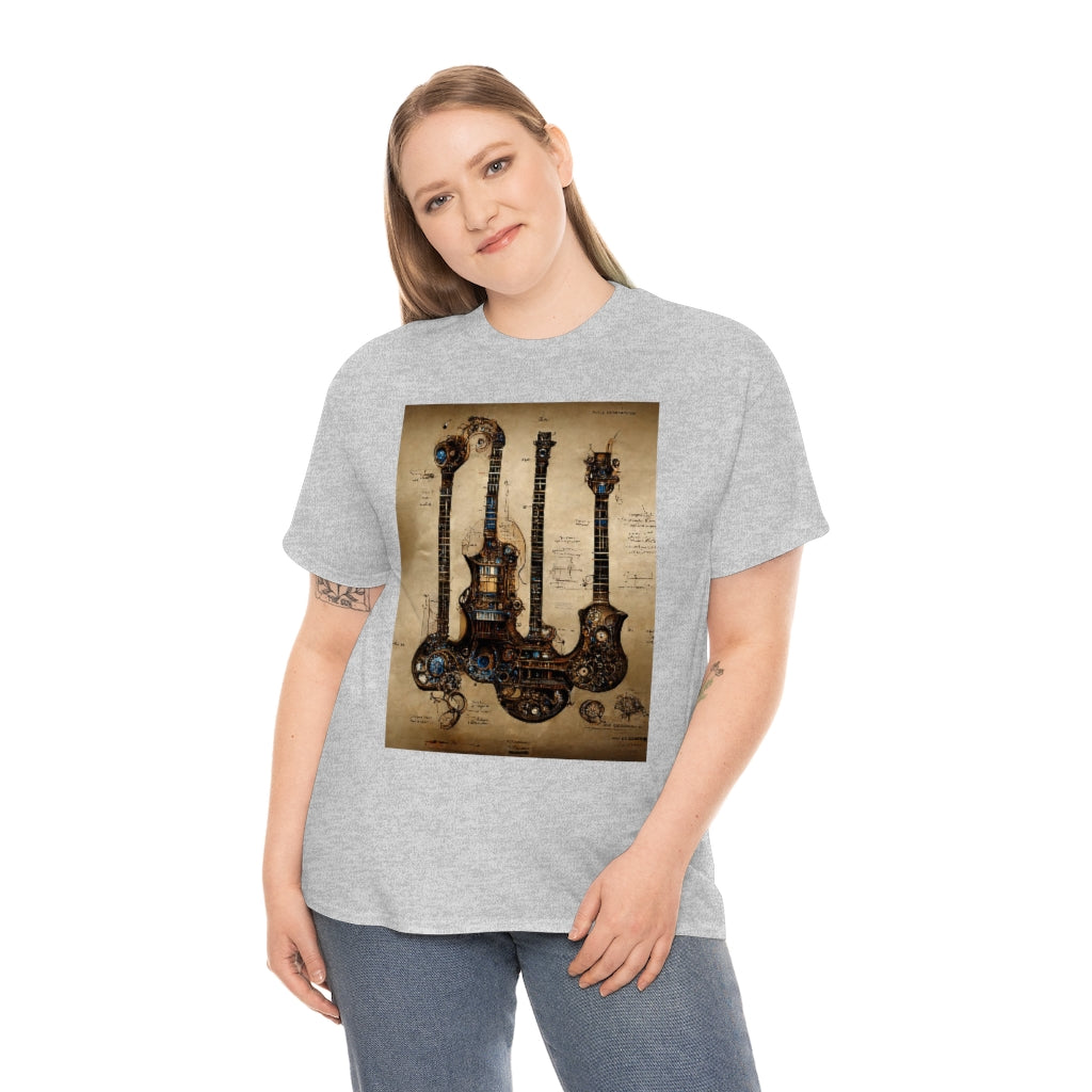 _blueprint_of_a_steampunk_guitar_concept_art - Unisex Heavy Cotton Tee