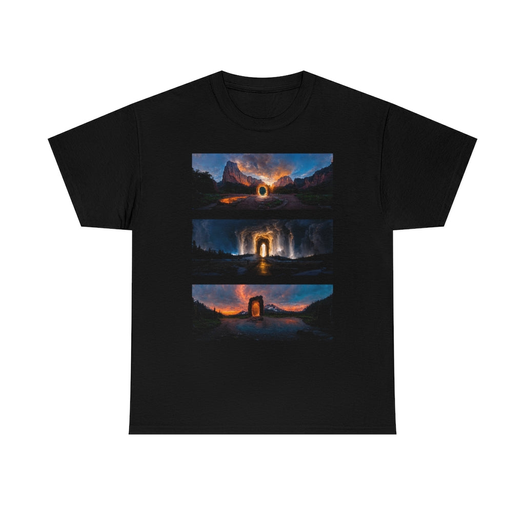 wide_angle_photo_of_a_magical_portal_in_(zion, yellowstone, ranier) - Unisex Heavy Cotton Tee