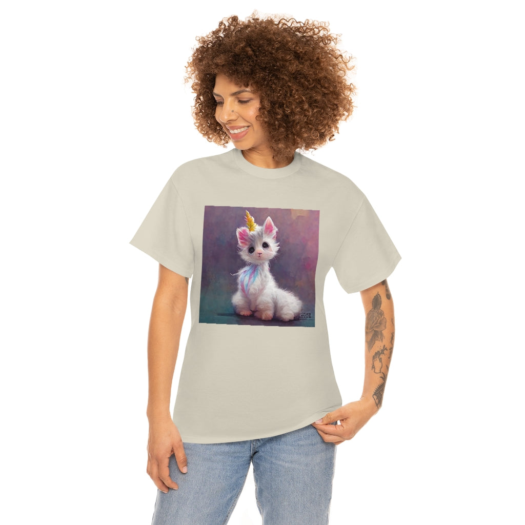 cute adorable fluffy kitten unicorn - Unisex Heavy Cotton Tee