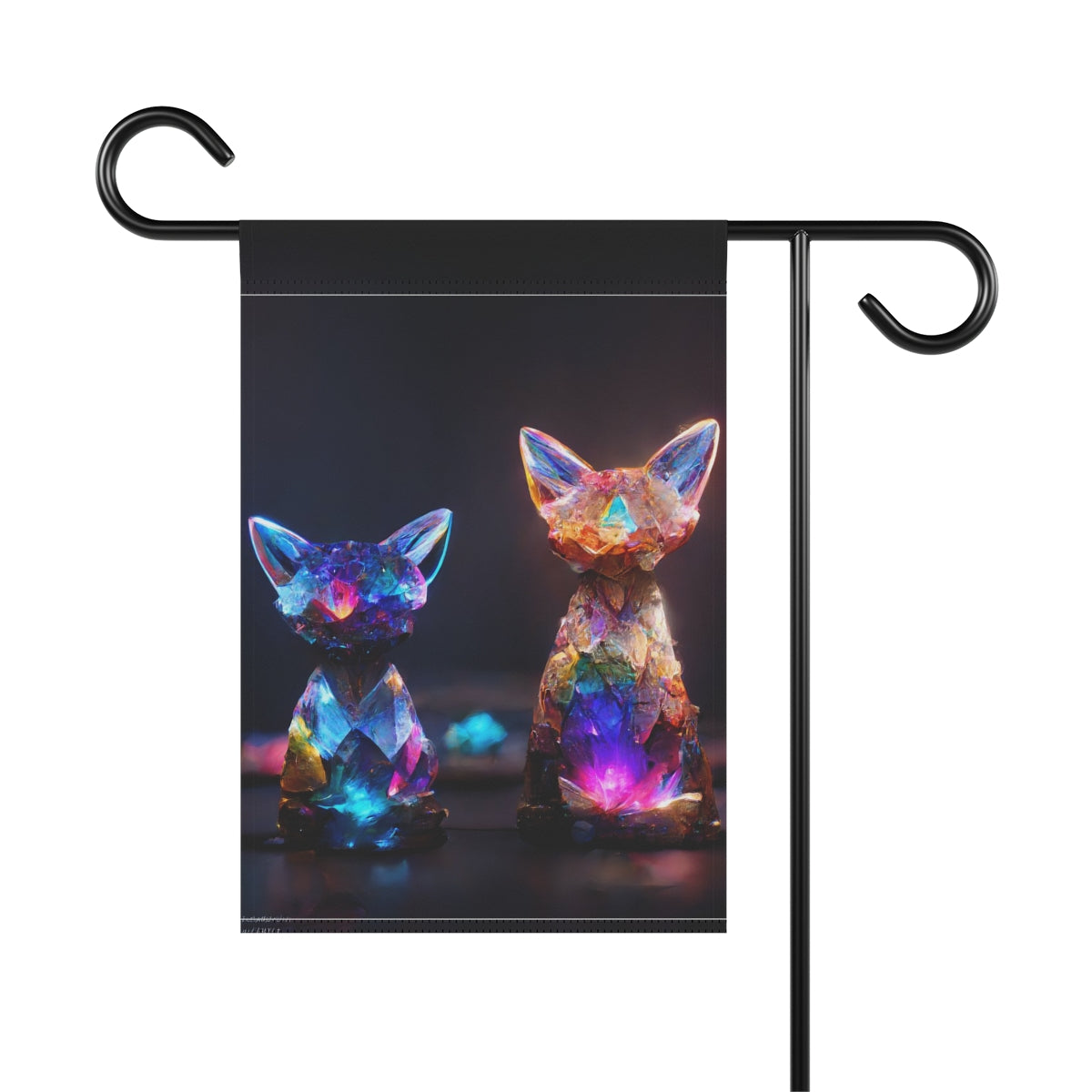 multicolored crystal fox and cat statues, magical, light background