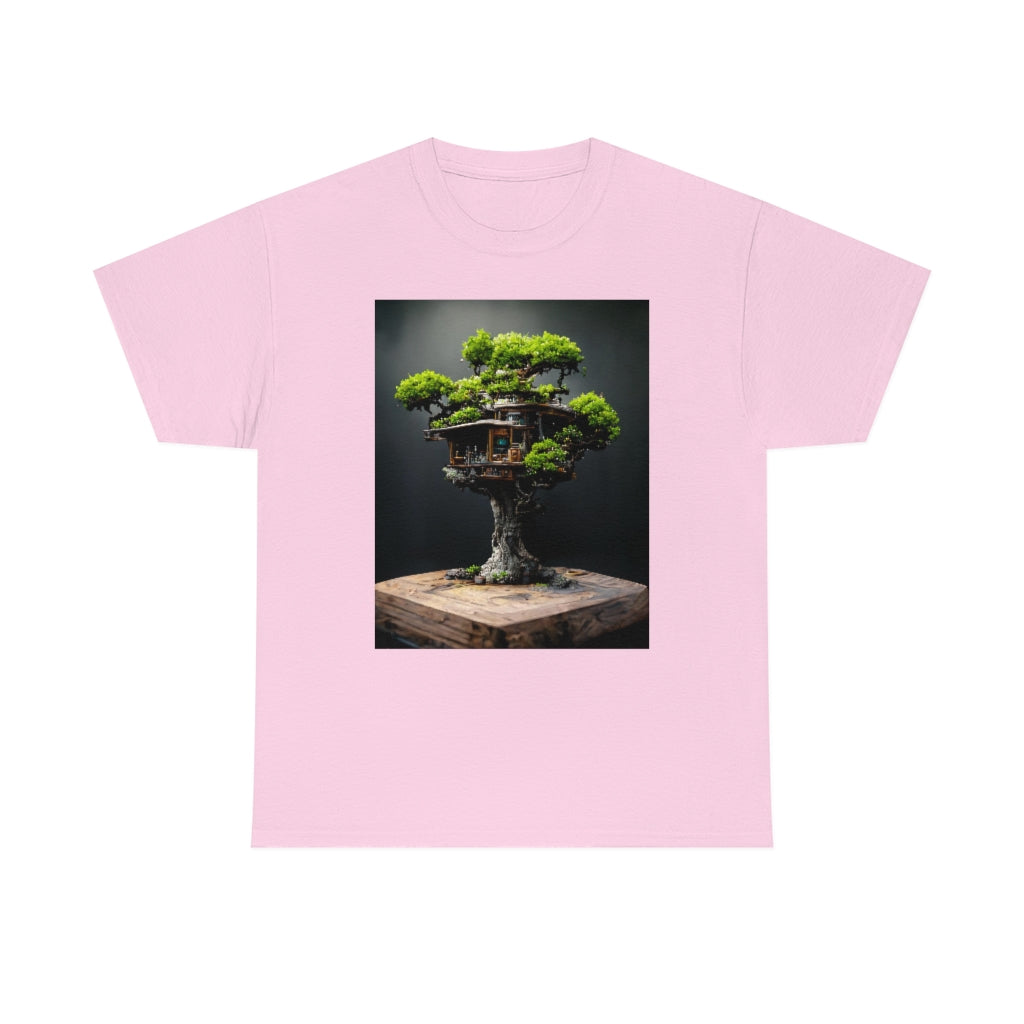 bonsai_oak_tree_treehouse_highly_detailed_octane_render - Unisex Heavy Cotton Tee